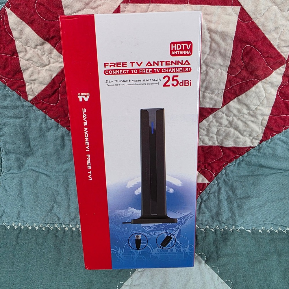 As Seen On TV HDTV Antenna Black 25dBi Indoor Digital Signal Booster